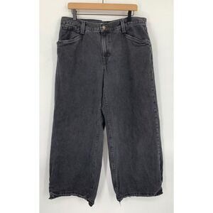 Levis '94 Baggy Jeans Womens 32 Black Wide Leg 100% Cotton Distressed Read